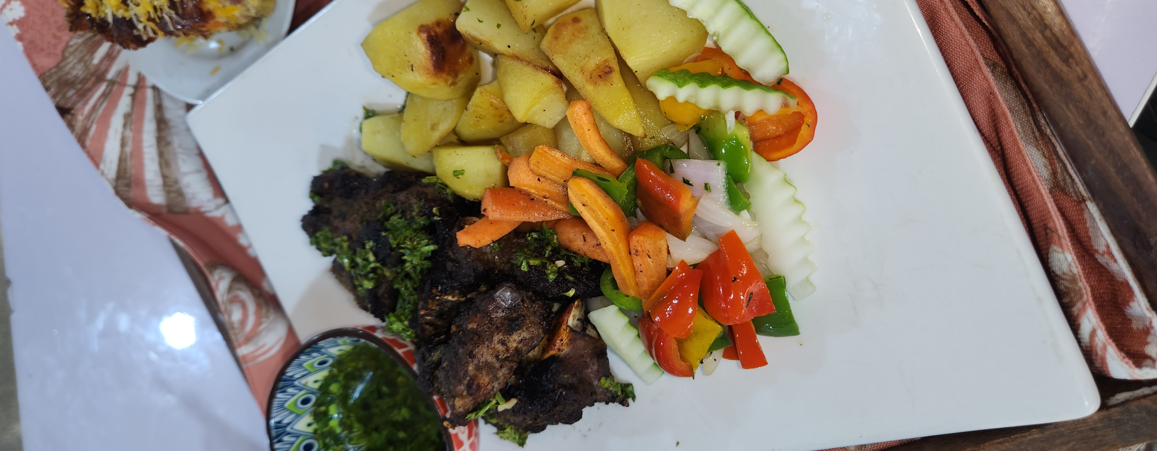 Grilled Lamb with Chimichurri and Potato Roast