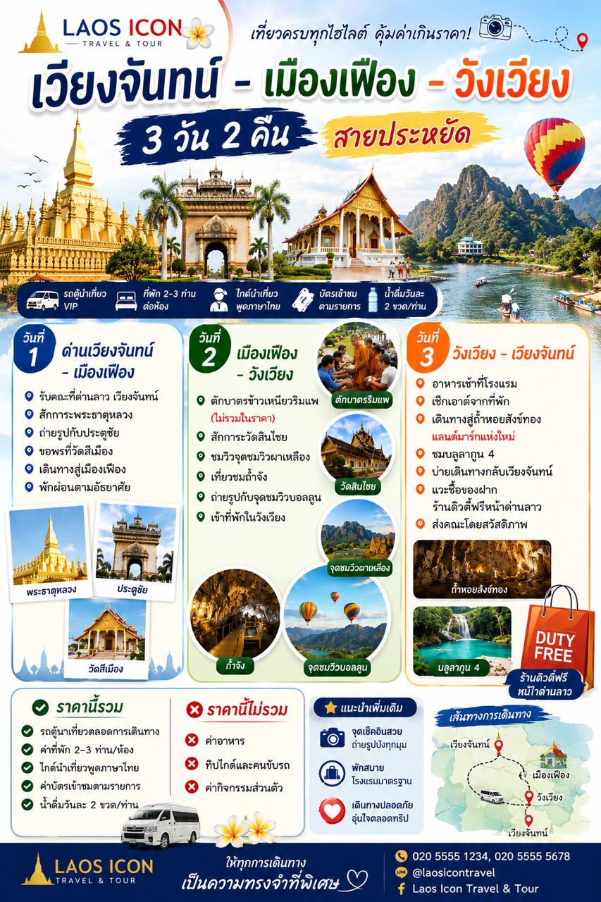Laos tour - Vientiane - Moangfeung - Vang Vieng