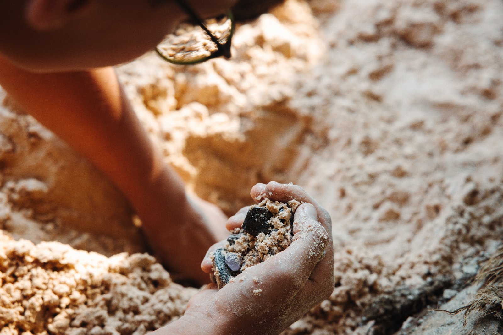 Sandbox with crystals
