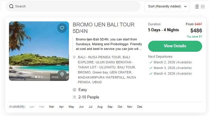 BROMO IJEN NUSA PENIDA TOUR  5D4N