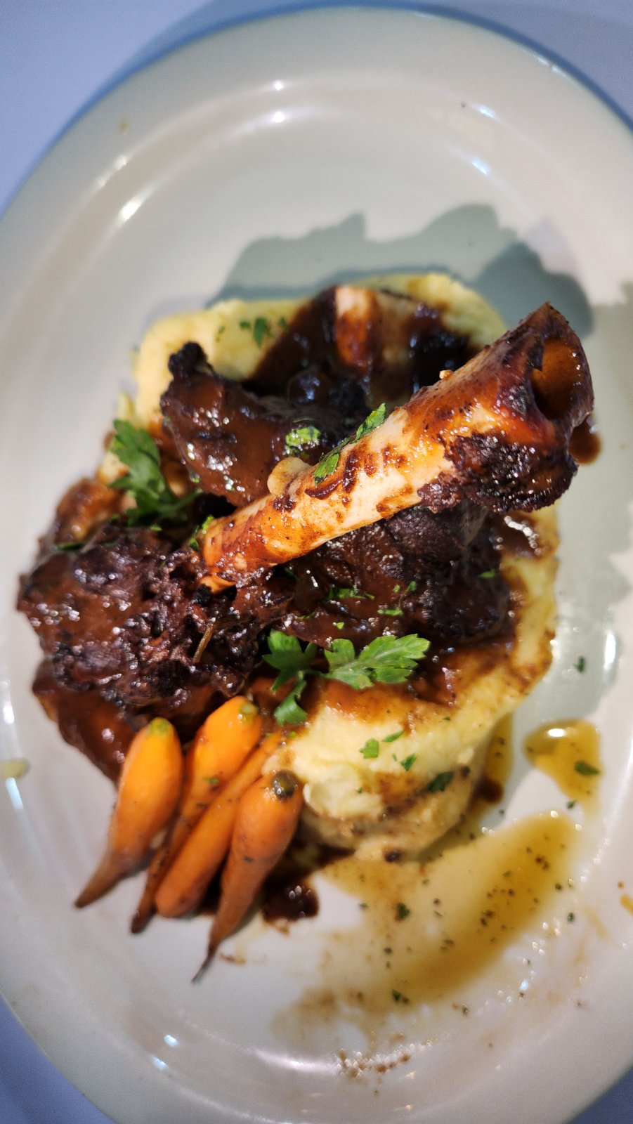 Braised Lamb Shank, Roasted Garlic Potatoes  and Baby carrots🥕