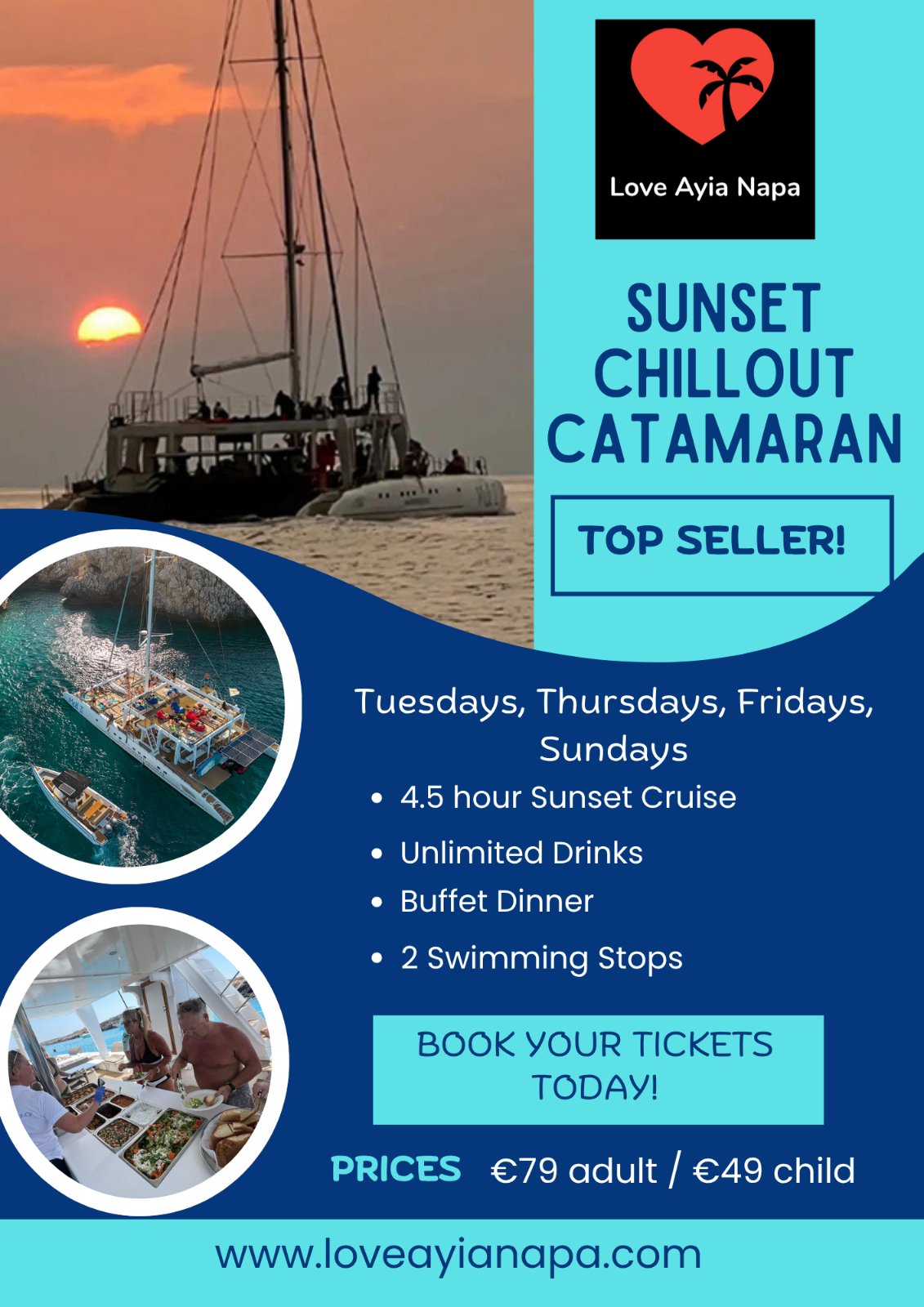 Sunset chillout Catamaran Cruise from Ayia Napa