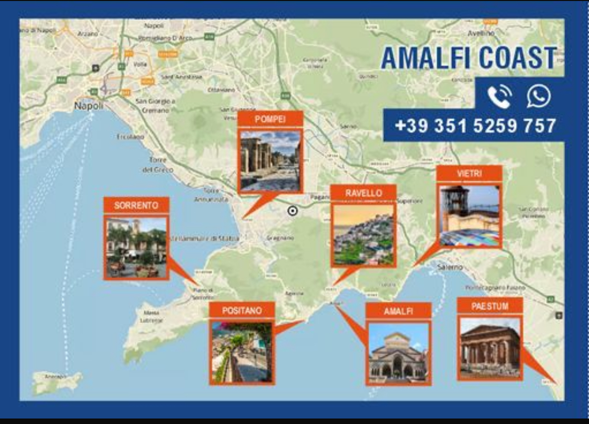 Amalfi coast Pompei and Paesum