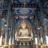 White, Blue Temple-Black House