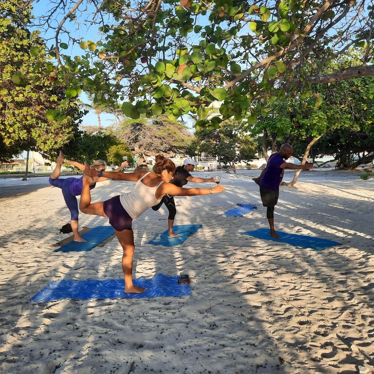 Beach yoga in Aruba
