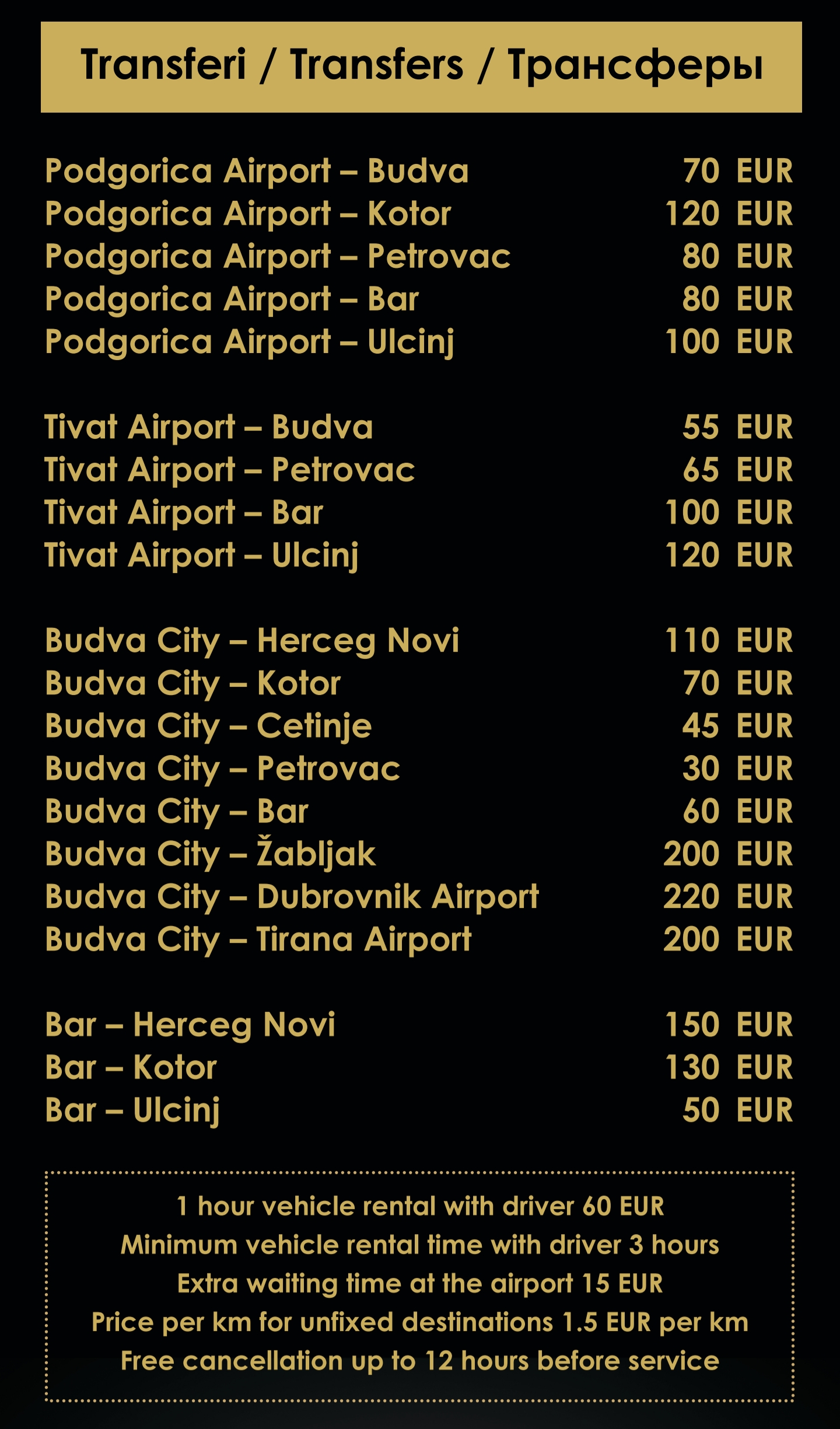 Elite Transfers Montenegro