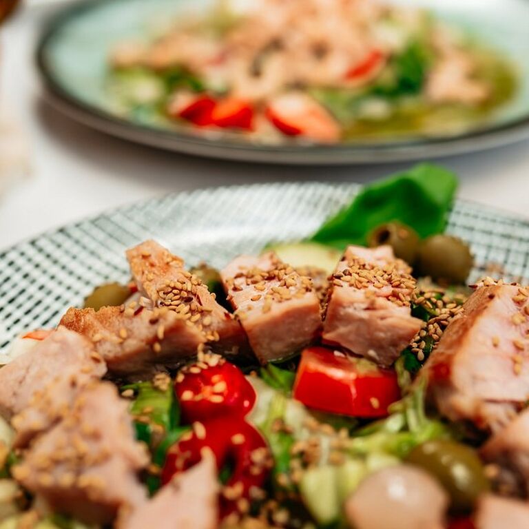 Negreena, wine & salad