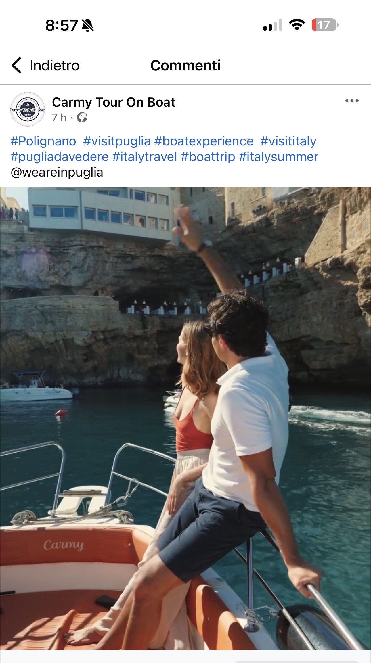 Carmy Polignano Boat experience