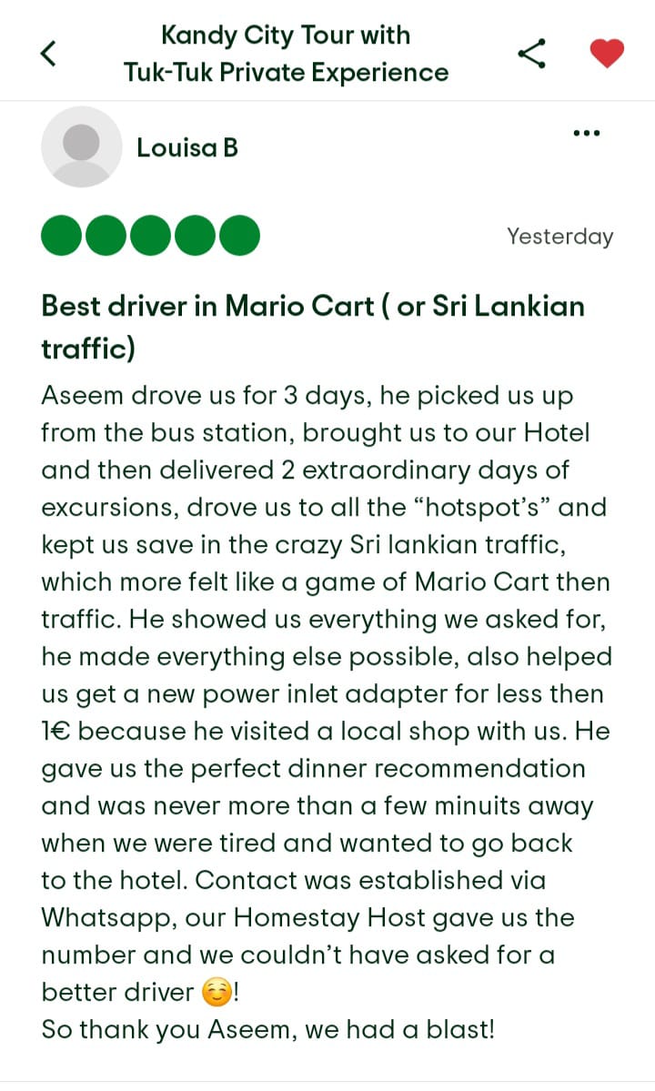 SHABITH tour kandy